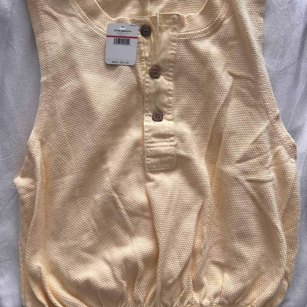 Yellow free people Sleeveless bodysuit with Button Detail